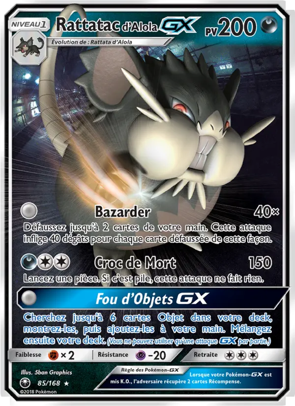 Rattatac d’Alola GX #85 — Tempête Céleste