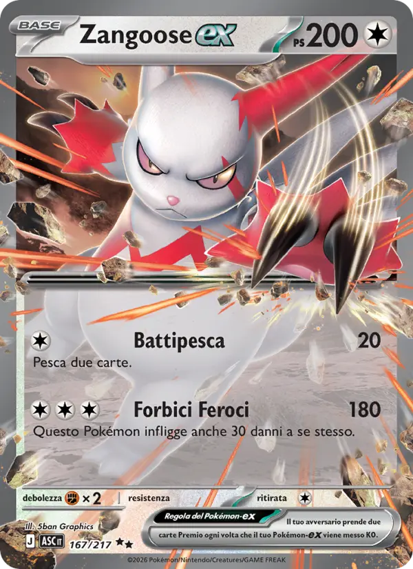 Zangoose ex #167 — Ascesa Eroica