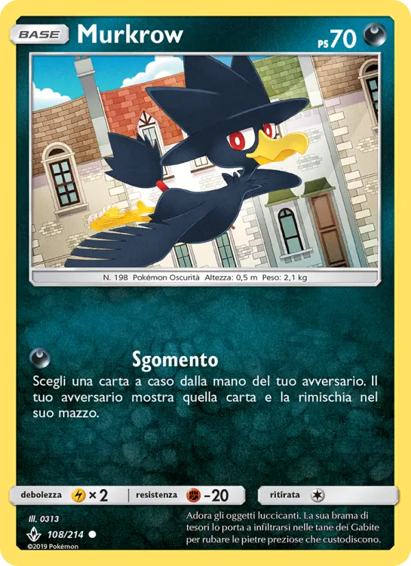 Murkrow #108 — Legami Inossidabili (Reverse Holo)