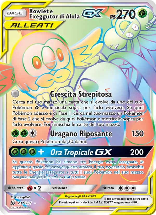 Rowlet e Exeggutor di Alola GX #237 — Sintonia Mentale