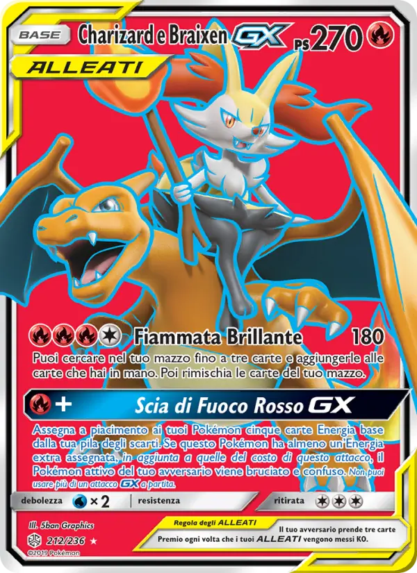 Charizard e Braixen GX #212 — Eclissi Cosmica