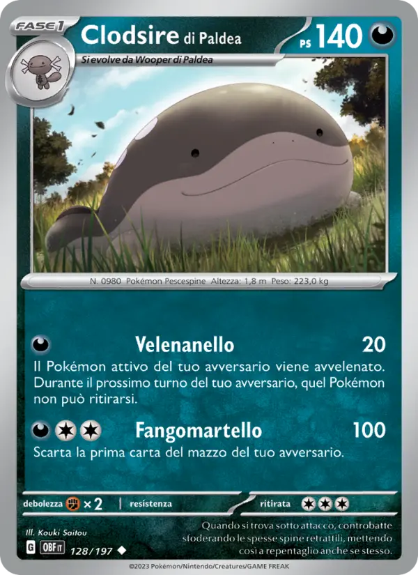 Clodsire di Paldea #128 — Ossidiana Infuocata