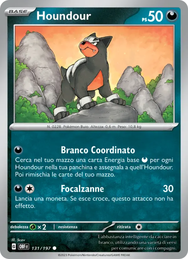 Houndour #131 — Ossidiana Infuocata (Reverse Holo)