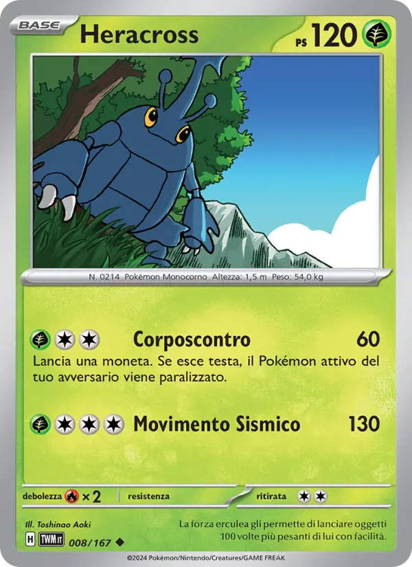 Heracross #008 — Crepuscolo Mascherato (Reverse Holo)