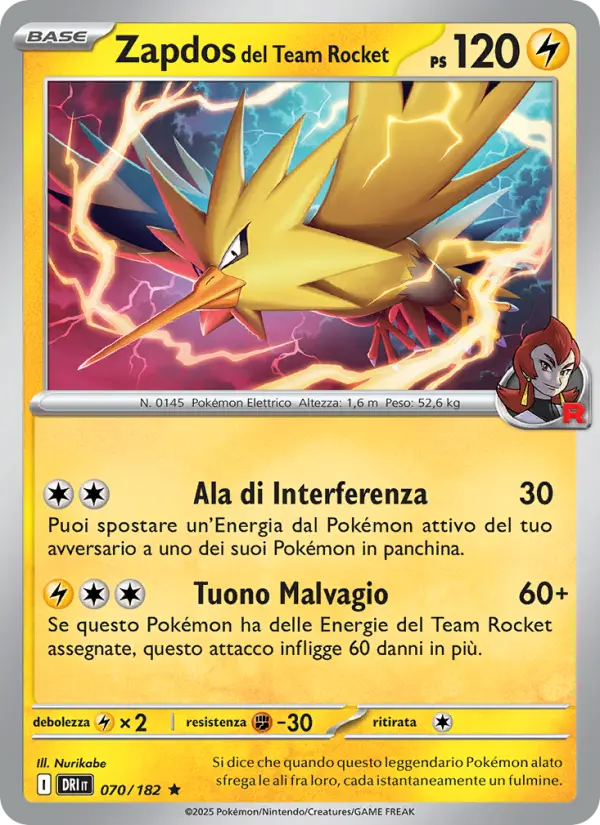 Zapdos del Team Rocket #070