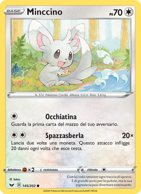 Minccino #145 — Spada e Scudo (Reverse Holo)