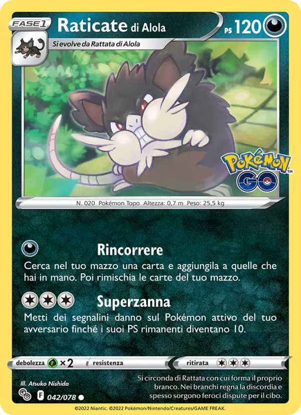 Raticate di Alola #042 — Pokémon GO (Reverse Holo)