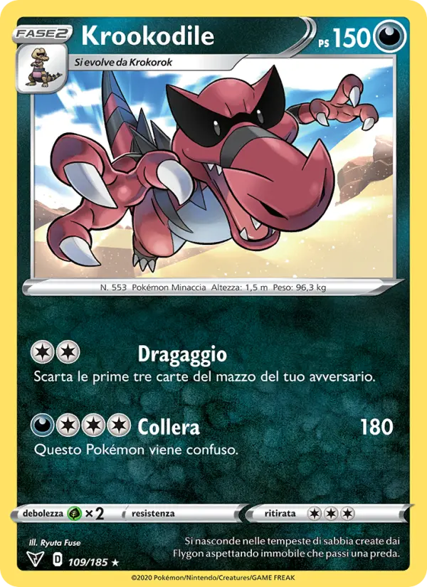 Krookodile #109 — Voltaggio Sfolgorante (Reverse Holo)