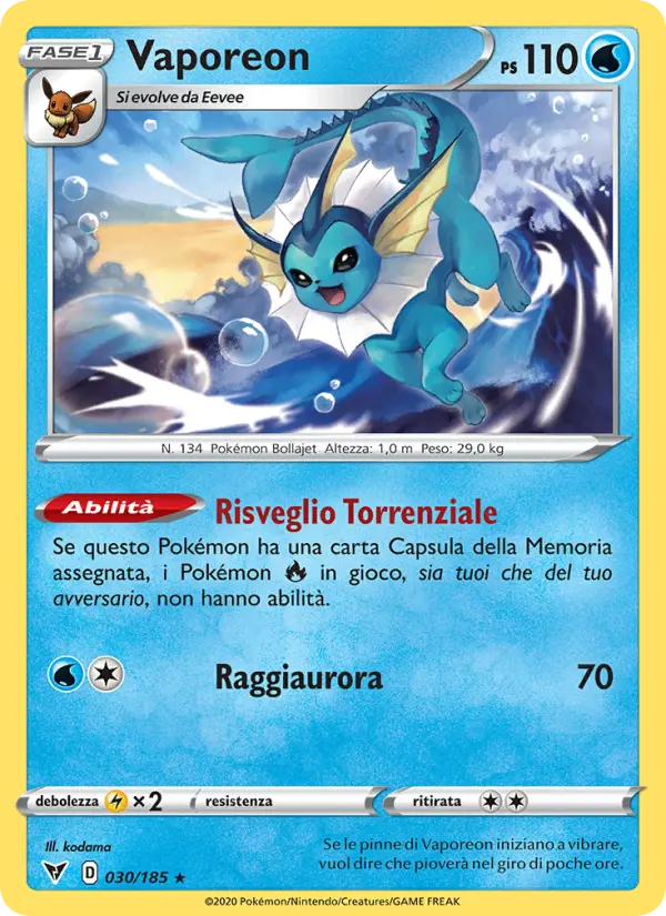 Vaporeon #30 — Voltaggio Sfolgorante