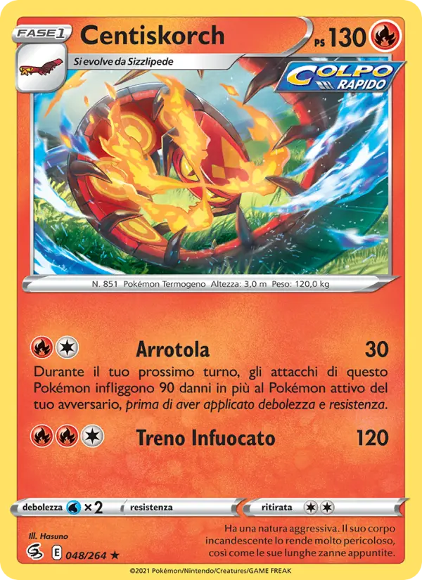 Centiskorch #048 — Colpo Fusione (Reverse Holo)