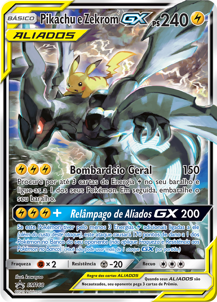 Pikachu e Zekrom GX #168 — Sol e Lua Promos