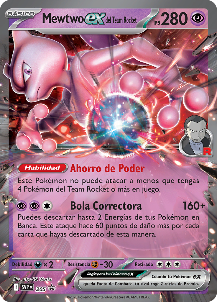 Mewtwo ex del Team Rocket #205