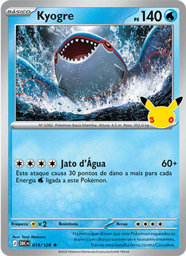 Kyogre (30C 019) #019 — Celebração de 30 Anos