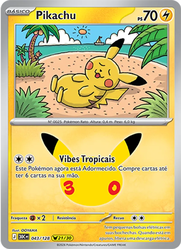 Pikachu (30C 043) #043 — Celebração de 30 Anos