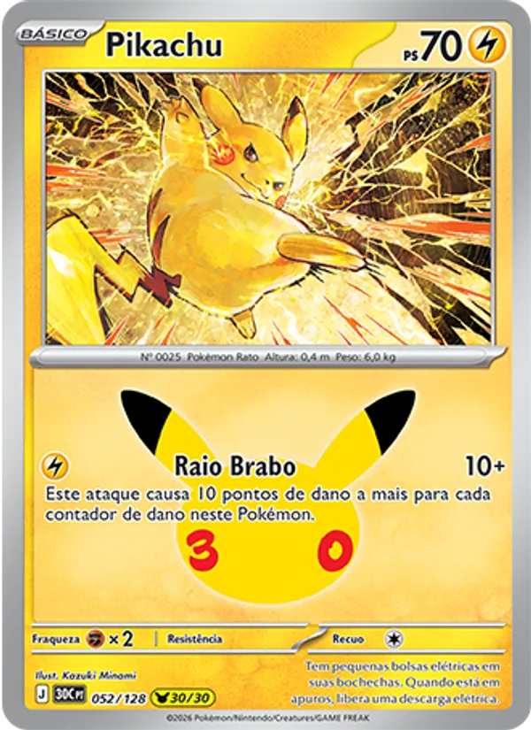 Pikachu (30C 052) #052 — Celebração de 30 Anos