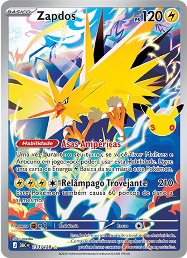 Zapdos (30C 133) #133 — Celebração de 30 Anos