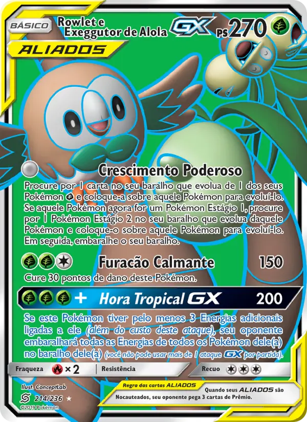 Rowlet e Exeggutor de Alola GX #214