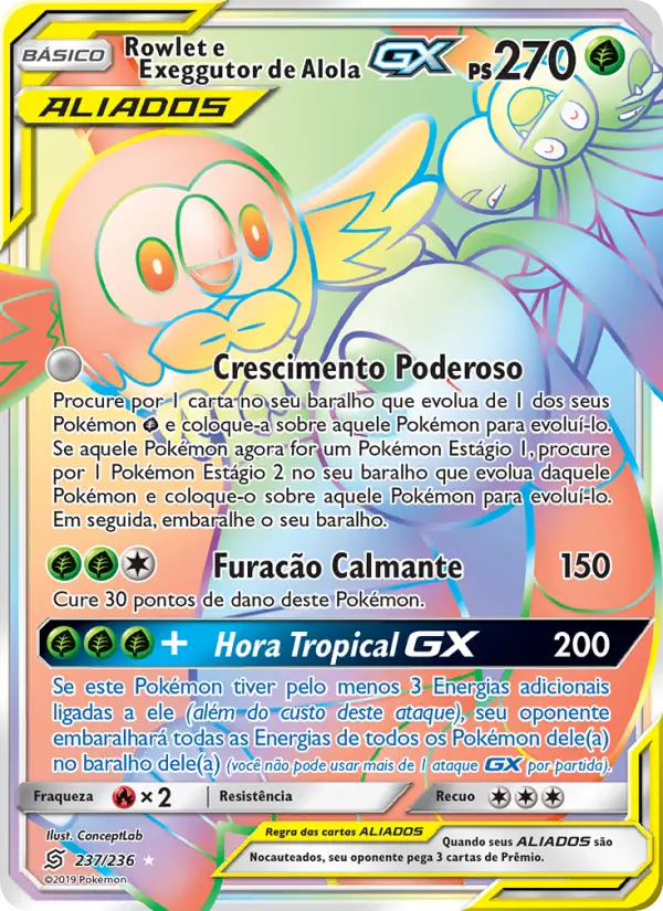 Rowlet e Exeggutor de Alola GX #237 — Sintonia Mental
