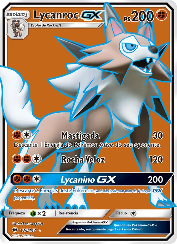 Lycanroc GX #136 — Sombras Ardentes