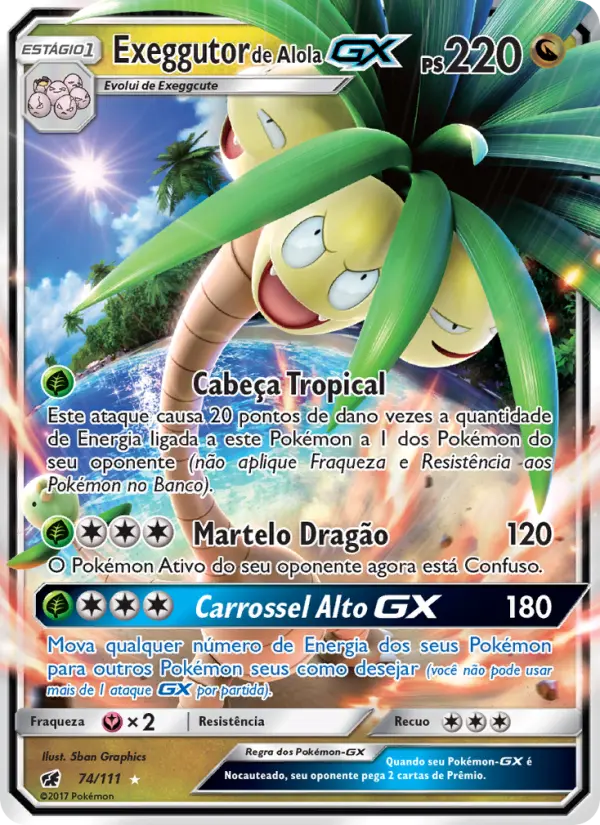 Exeggutor de Alola GX #74 — Invasão Carmim