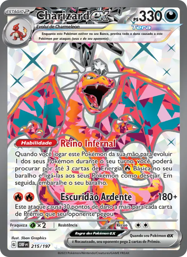 Charizard ex #215 — Obsidiana em Chamas