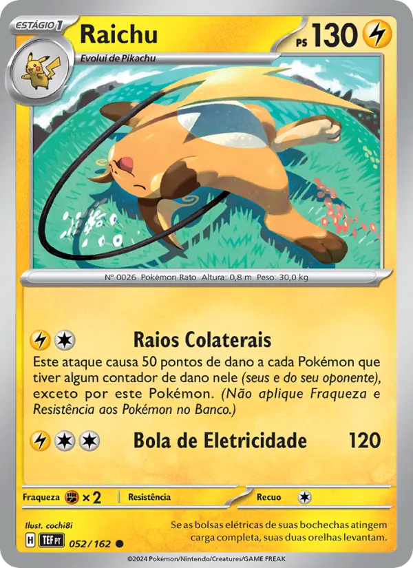 Raichu #052 — Forças Temporais (Reverse Holo)