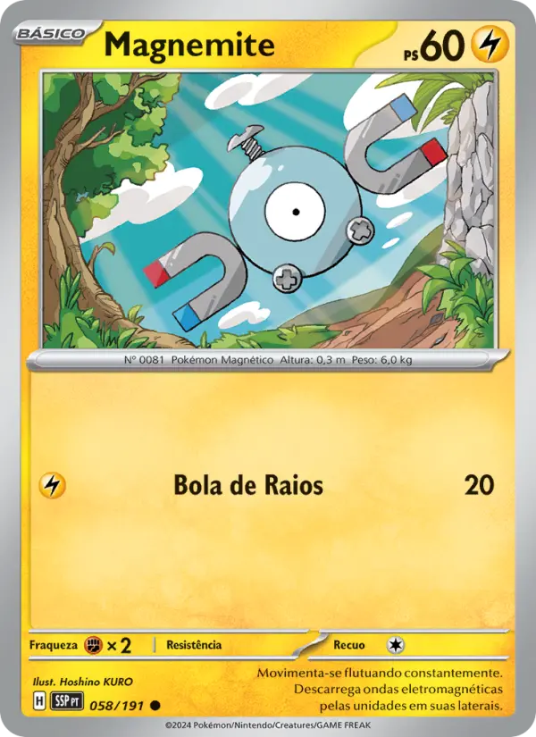 Magnemite #058 — Fagulhas Impetuosas (Reverse Holo)