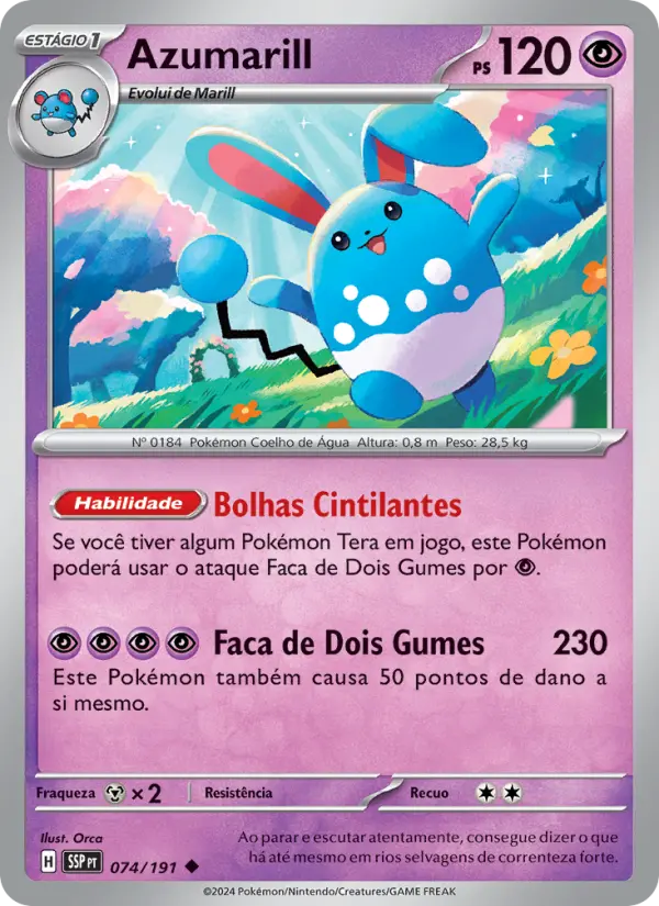 Azumarill #074 — Fagulhas Impetuosas (Reverse Holo)