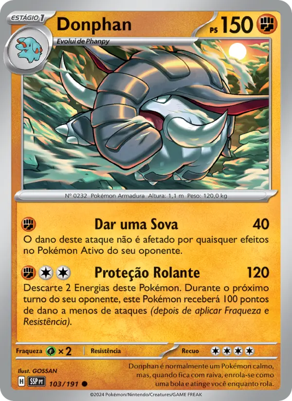 Donphan #103 — Fagulhas Impetuosas (Reverse Holo)