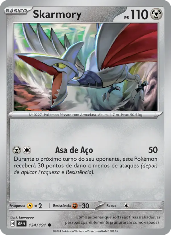 Skarmory #124 — Fagulhas Impetuosas (Reverse Holo)