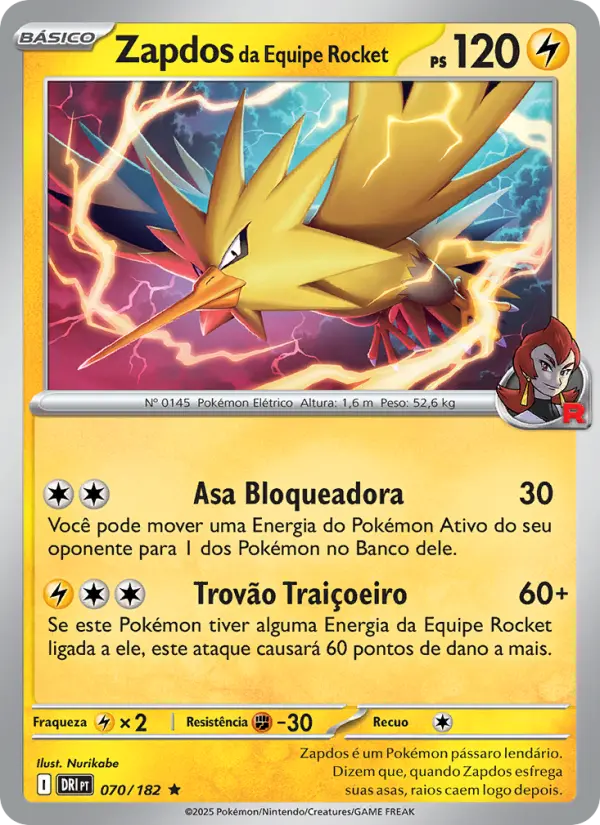 Zapdos da Equipe Rocket #070 — Rivais Predestinados