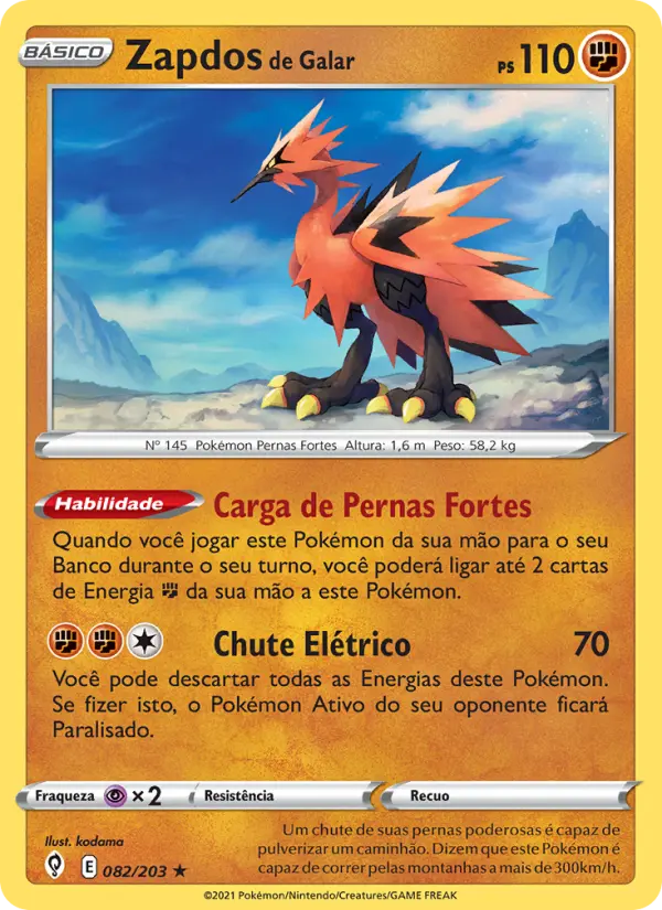 Zapdos de Galar #082 — Céus em Evolução (Reverse Holo)
