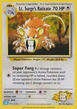 Lt. Surge's Raticate #016 — Pokémon Trading Card Game Classic: Blastoise & Suicune ex Deck