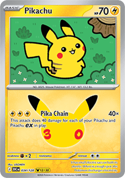 Pikachu (30C 034) #034 — 30th Celebration