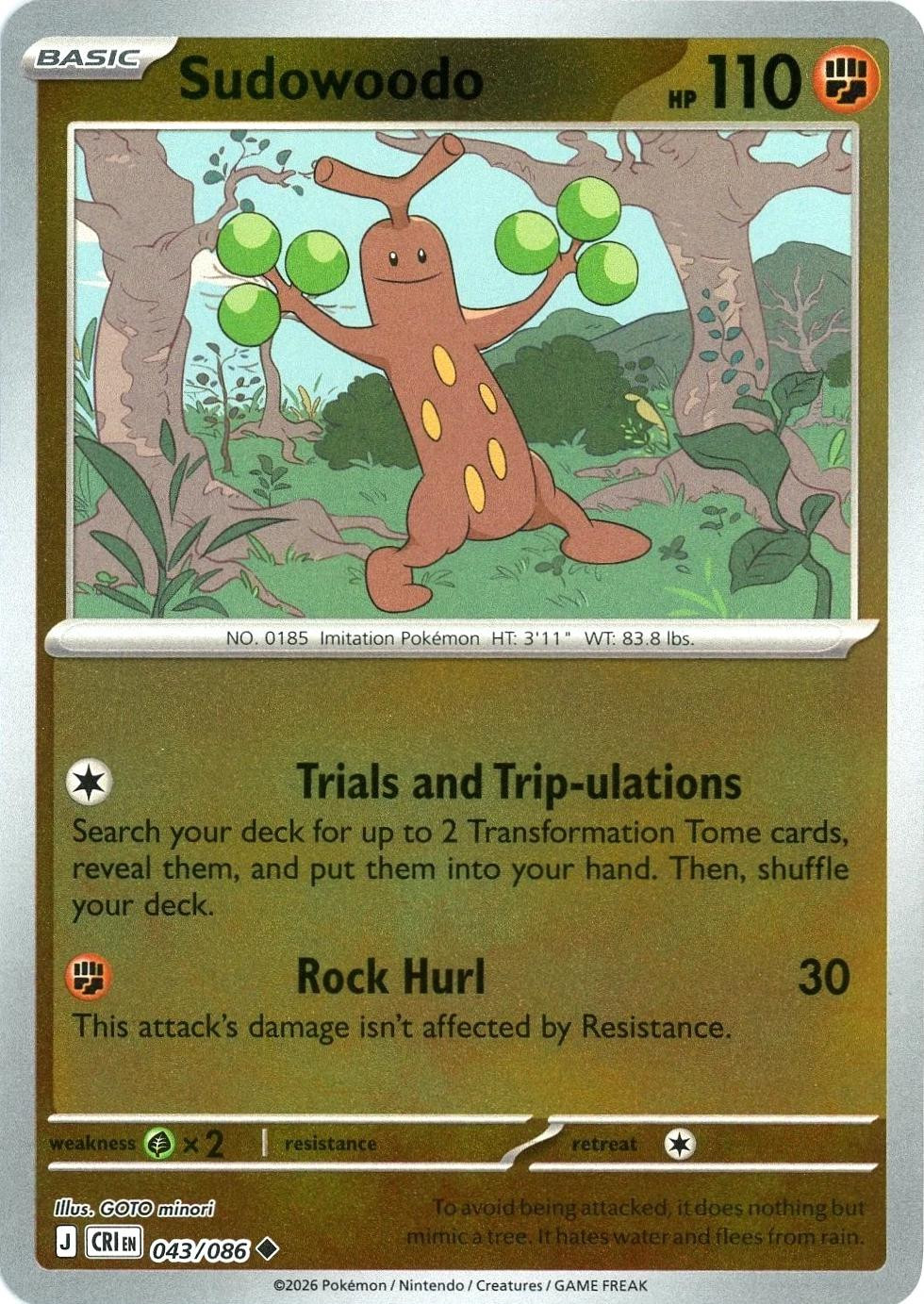 Sudowoodo #043 — Chaos Rising (Reverse Holo)