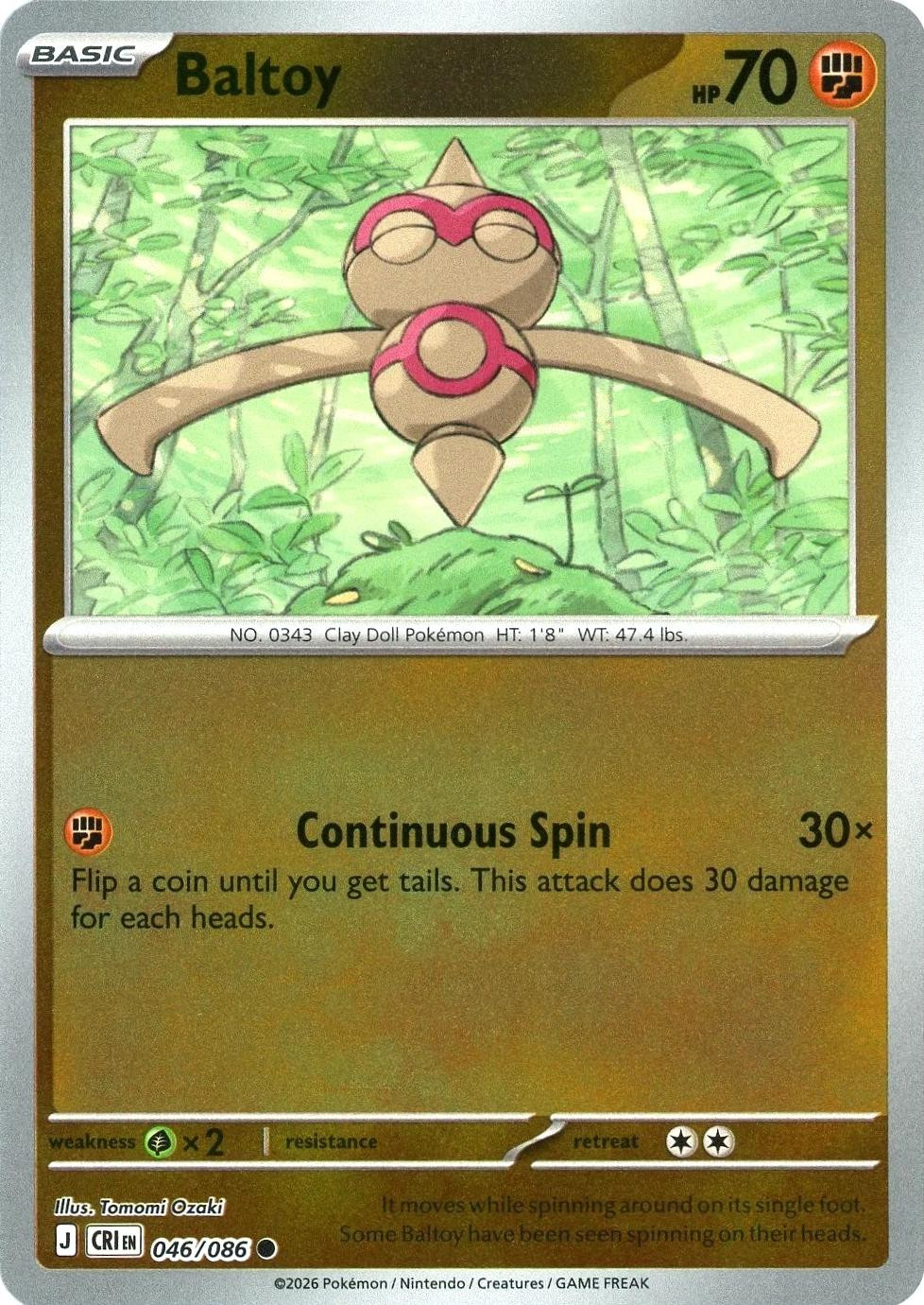 Baltoy #046 — Chaos Rising (Reverse Holo)