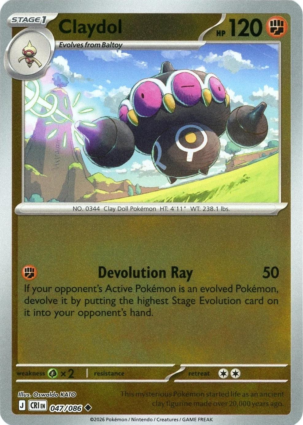 Claydol #047 — Chaos Rising (Reverse Holo)