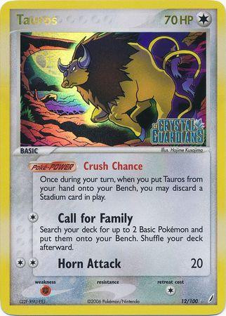 Tauros #12 — EX Crystal Guardians (Reverse Holo)