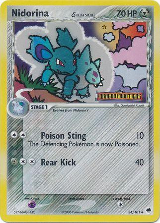 Nidorina #34 — EX Dragon Frontiers (Reverse Holo)