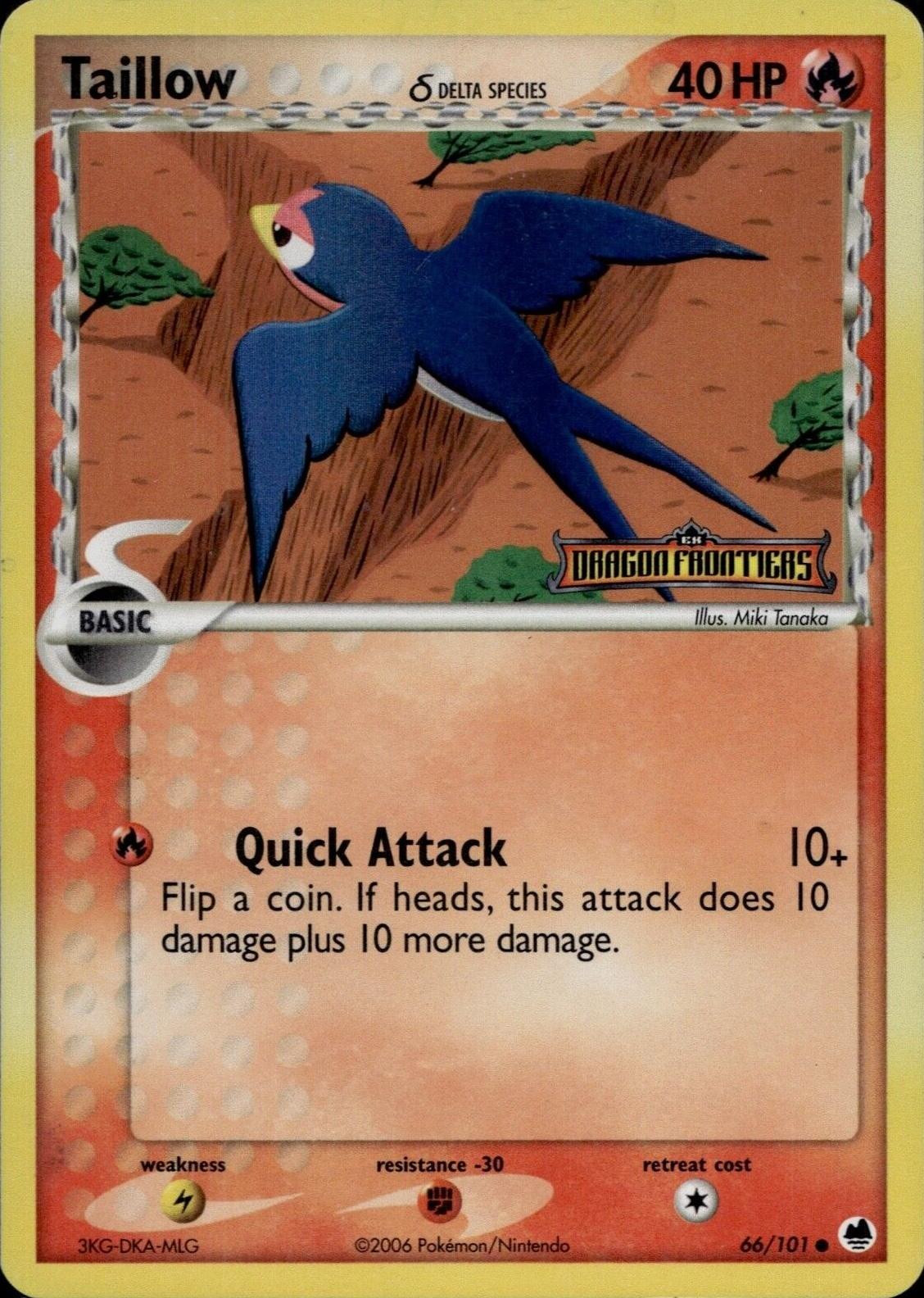 Taillow #66 — EX Dragon Frontiers (Reverse Holo)