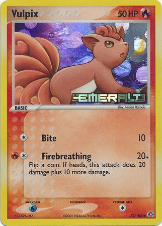 Vulpix #72 — EX Emerald (Reverse Holo)