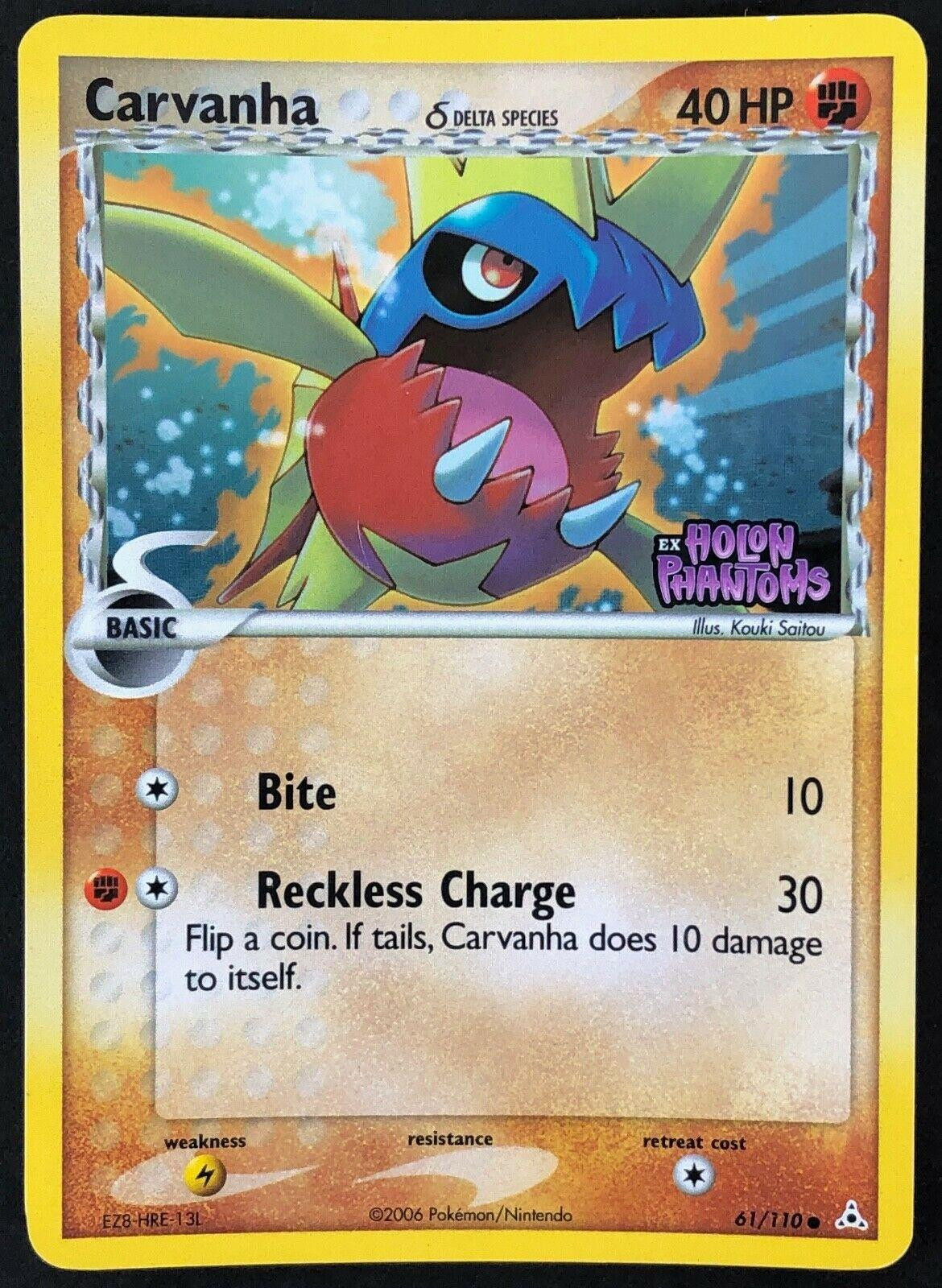 Carvanha #61 — EX Holon Phantoms (Reverse Holo)