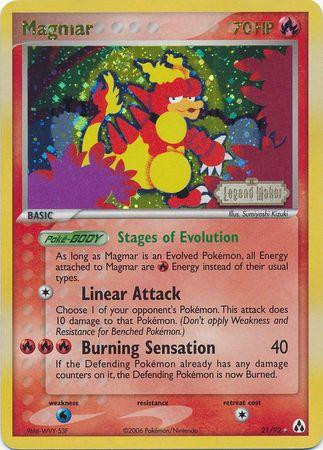 Magmar #21 — EX Legend Maker (Reverse Holo)