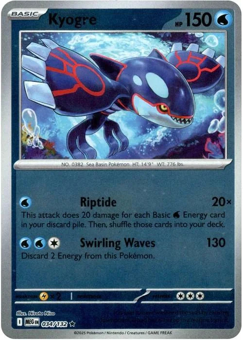 Kyogre #034 — Megaevolução (Reverse Holo)