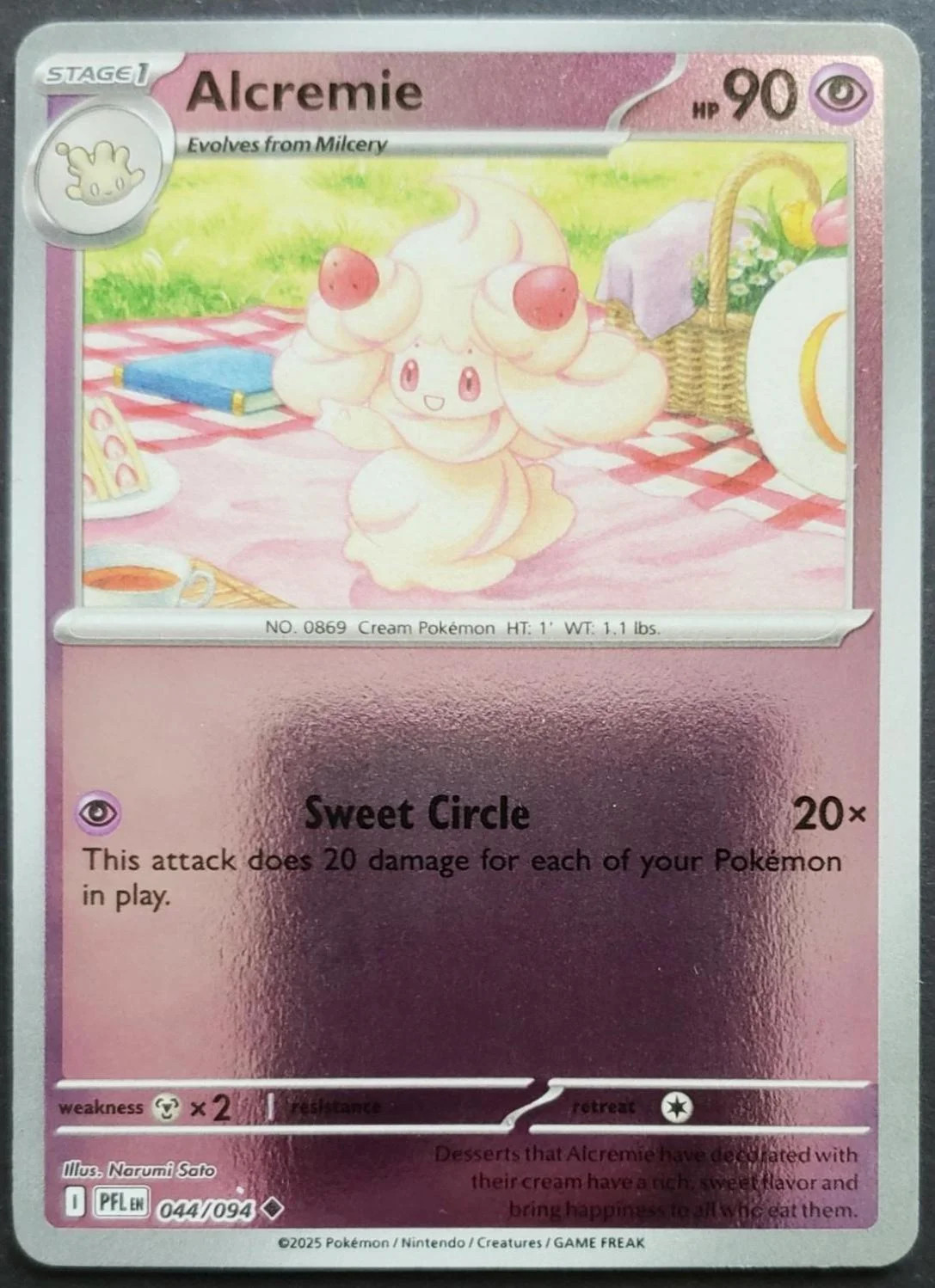Alcremie #044 — Fogo Fantasmagórico (Reverse Holo)