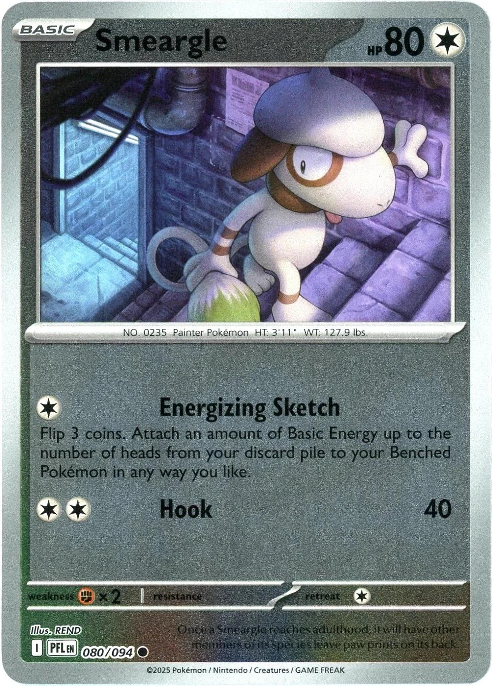 Smeargle #080 — Fogo Fantasmagórico (Reverse Holo)
