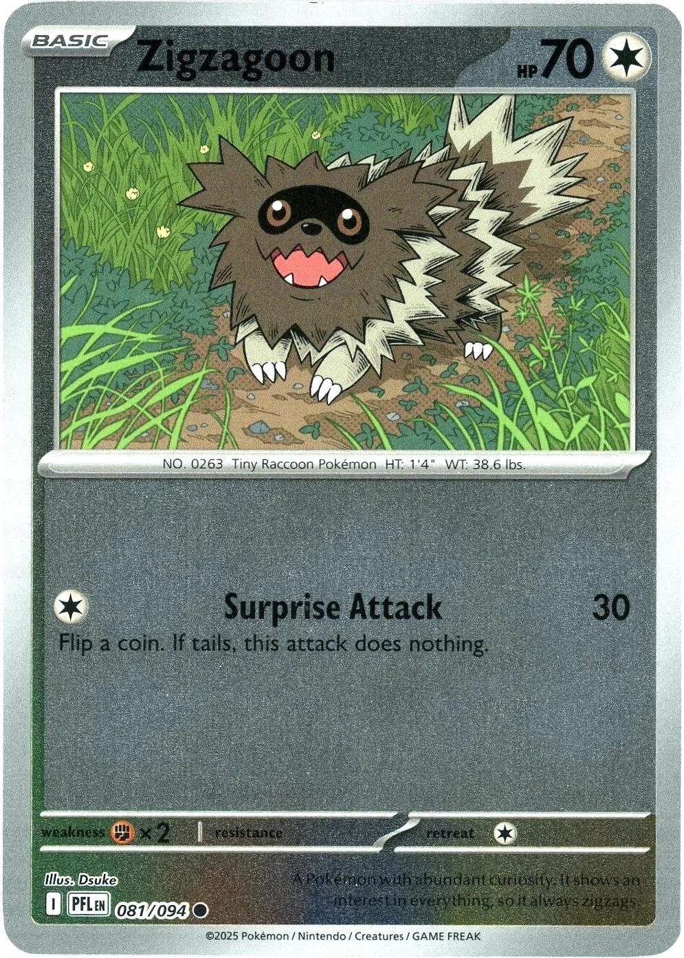 Zigzagoon #081 — Fiamme Spettrali (Reverse Holo)