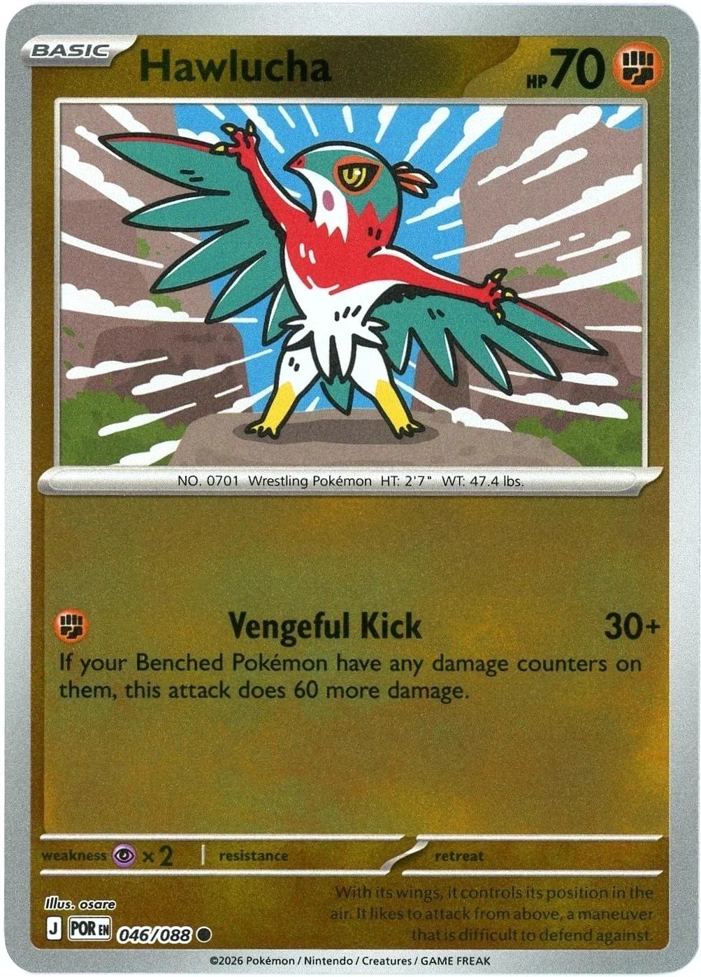 Hawlucha #046 — Equilibrio Perfecto (Reverse Holo)