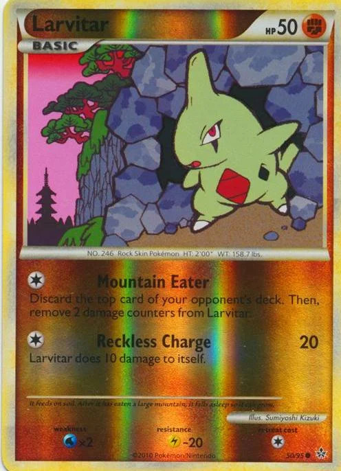 Larvitar #50 — Revelado (Reverse Holo)