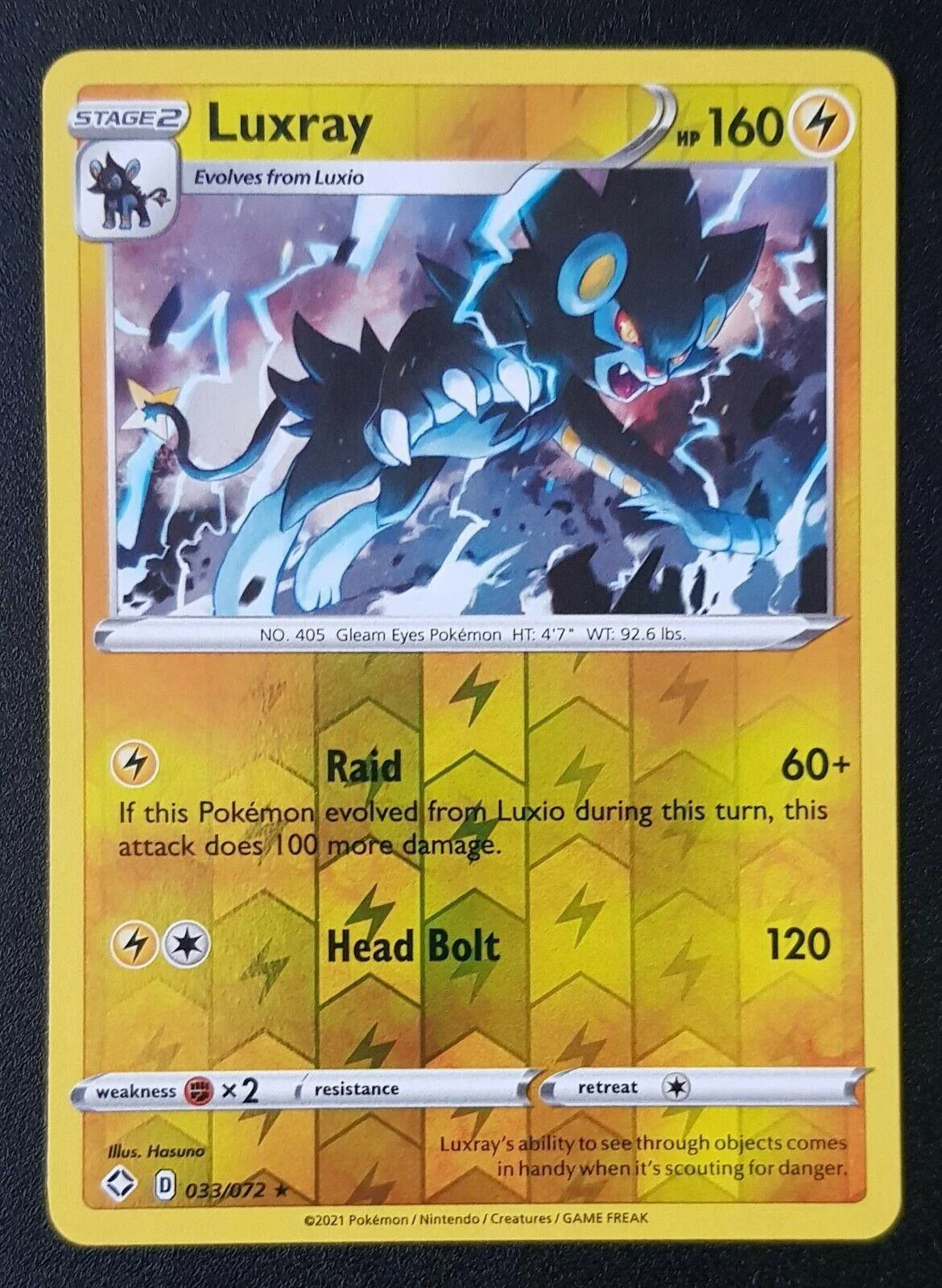 Luxray #33 — Destino Splendente (Reverse Holo)
